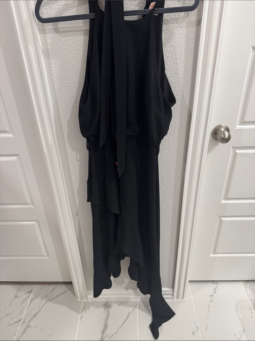 Gianni Bini Black Asymmetrical Halter Dress